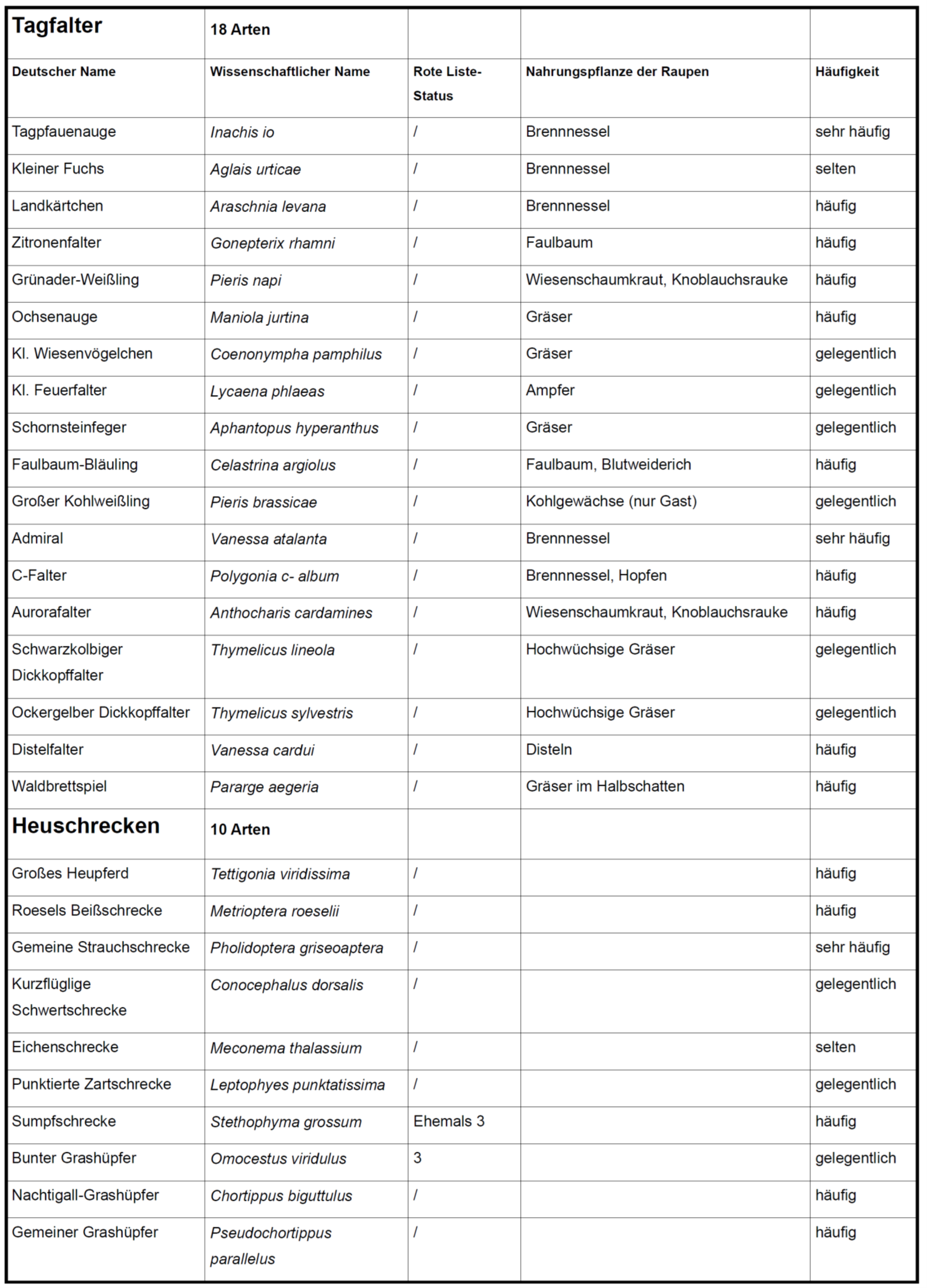 Schmetterlinge und Heuschrecken